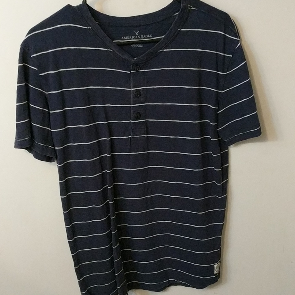 American eagle, navy and white striped tee